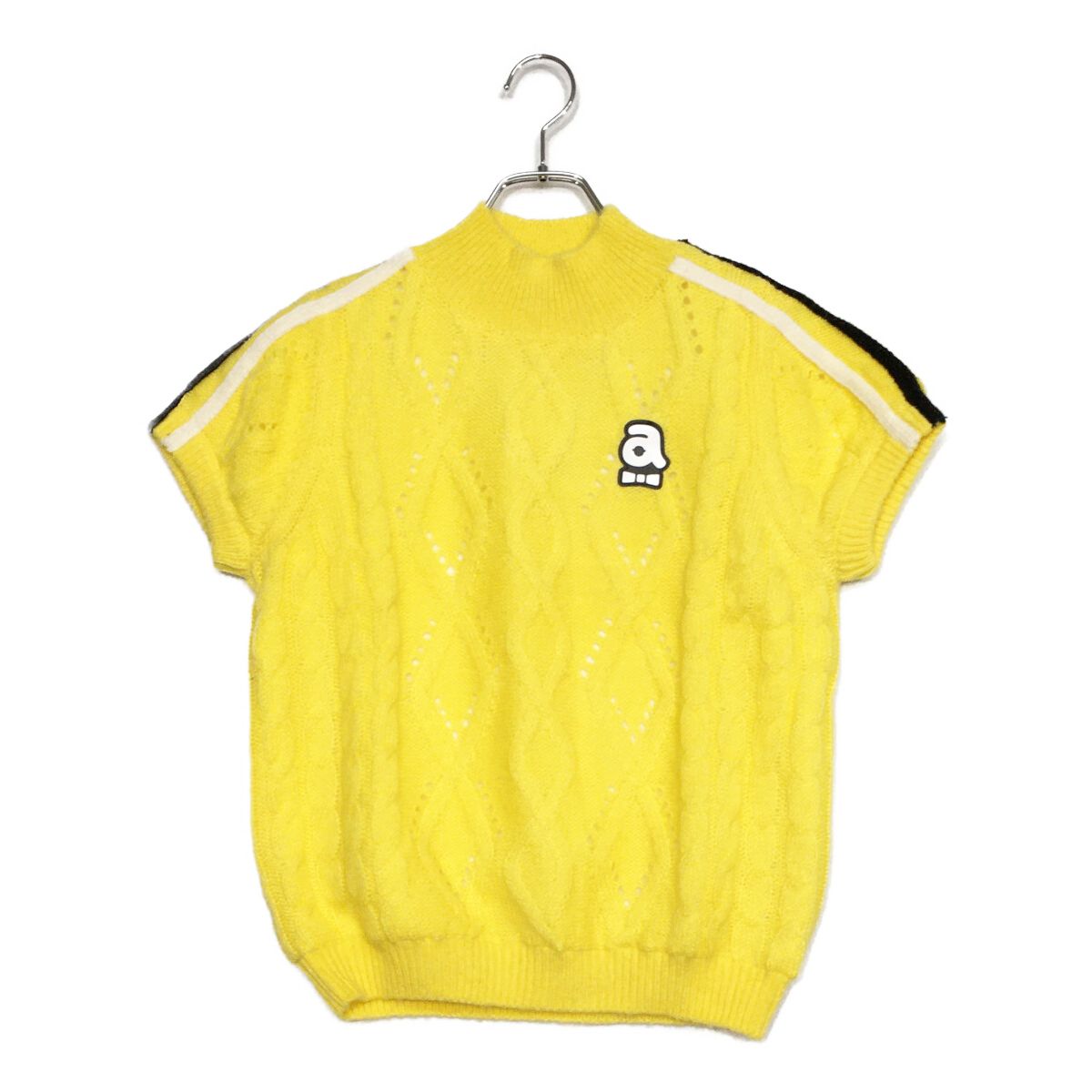 レディース アルチビオ archivio セーター 38 M 黄 イエロー 半袖 ハイネック モヘア 裏地付き