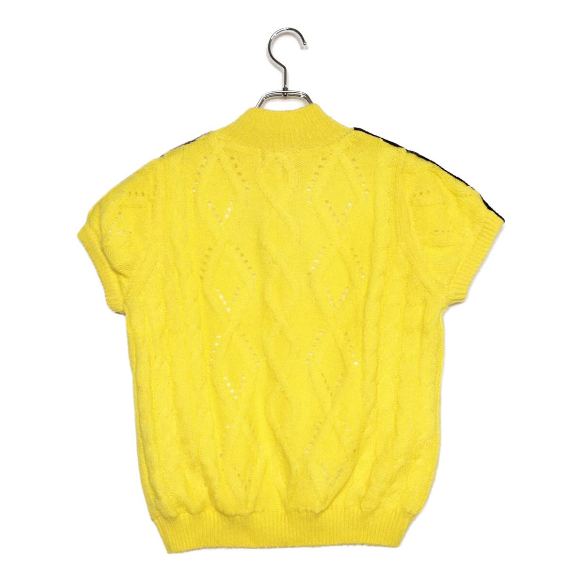 レディース アルチビオ archivio セーター 38 M 黄 イエロー 半袖 ハイネック モヘア 裏地付き