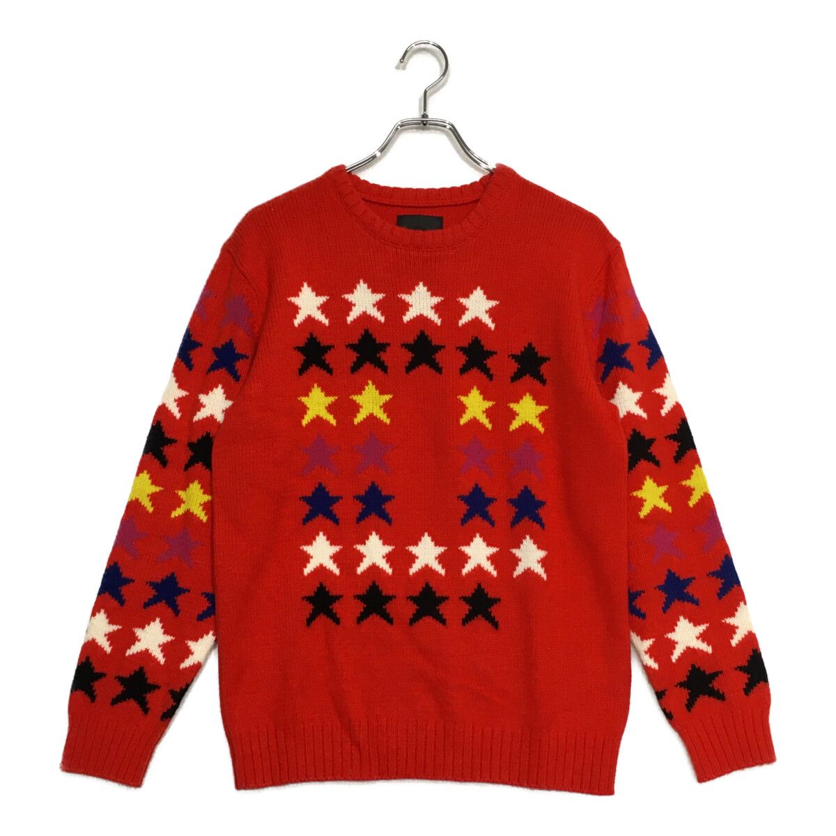 メンズ ダンスウィズドラゴン DANCE WITH DRAGON セーター 3 L 赤 レッド 長袖クルーネック 星柄