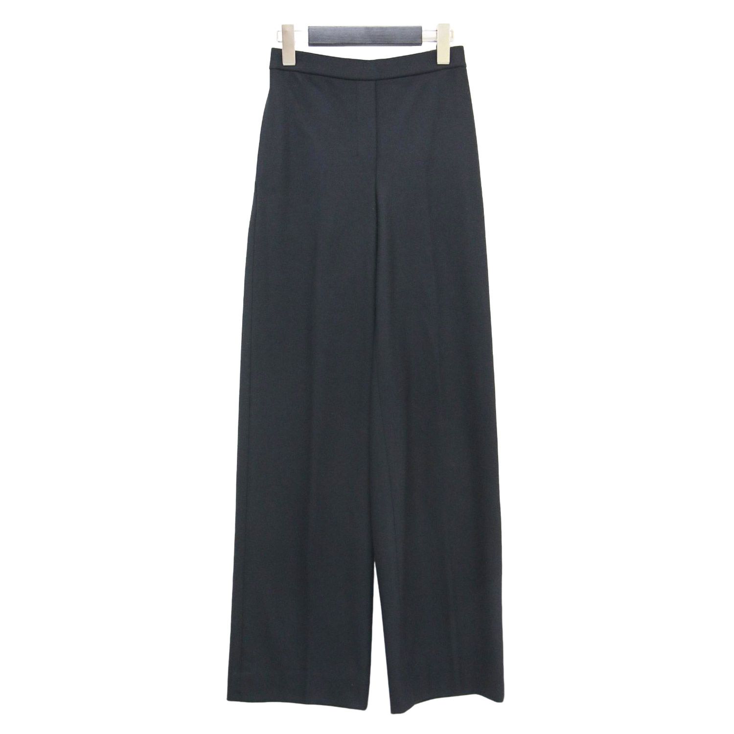 Theory セオリー パンツ ブラック 黒 サイズ XXS 24秋冬 ウール ワイドパンツ Neo Smooth Jersey Wide Pull On FL センタープレス ウエストゴム ストレート ボトムス ズボン レディース