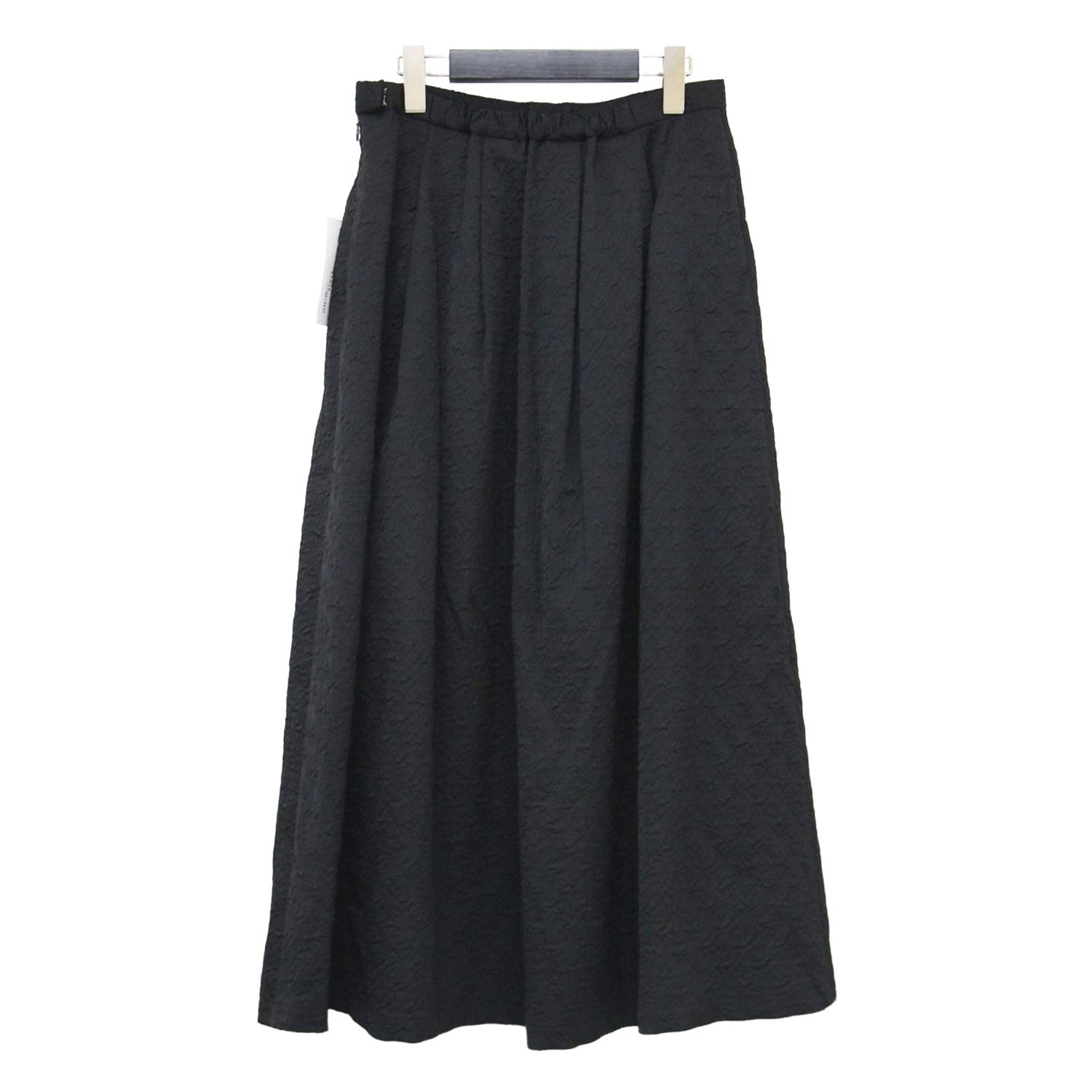 STATE OF MIND ステートオブマインド スカート ブラック 黒 サイズ L 23秋冬 ジャガード ボリュームスカート jacquard volume sk フ ロング丈 Aライン タック ギャザー ボトムス レディース