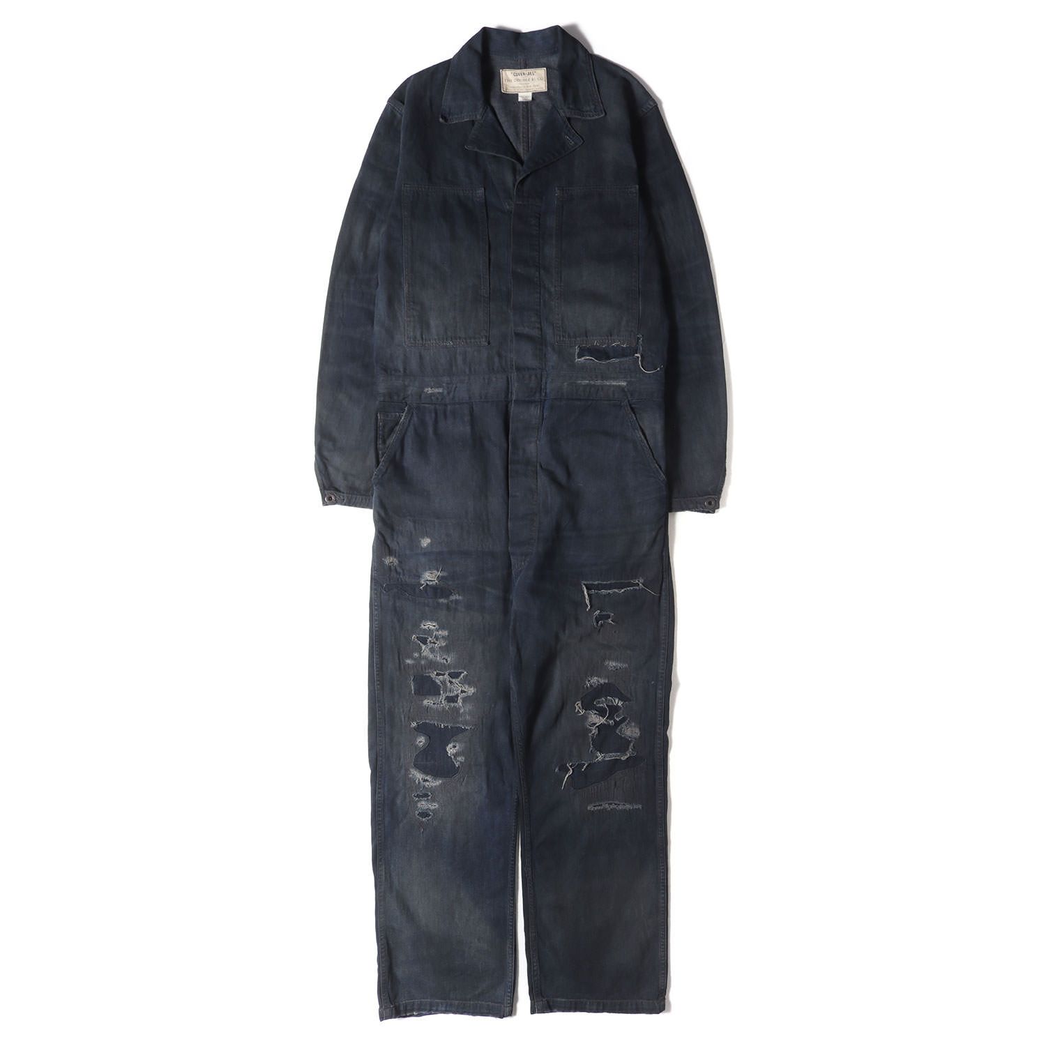 RRL ダブルアールエル オールインワン ダークインディゴ サイズ M 24SS ダメージリペア加工 カバーオール デニム オールインワン ジャンプスーツ つなぎ ラルフローレン ボトムス ジーンズ ズボン メンズ
