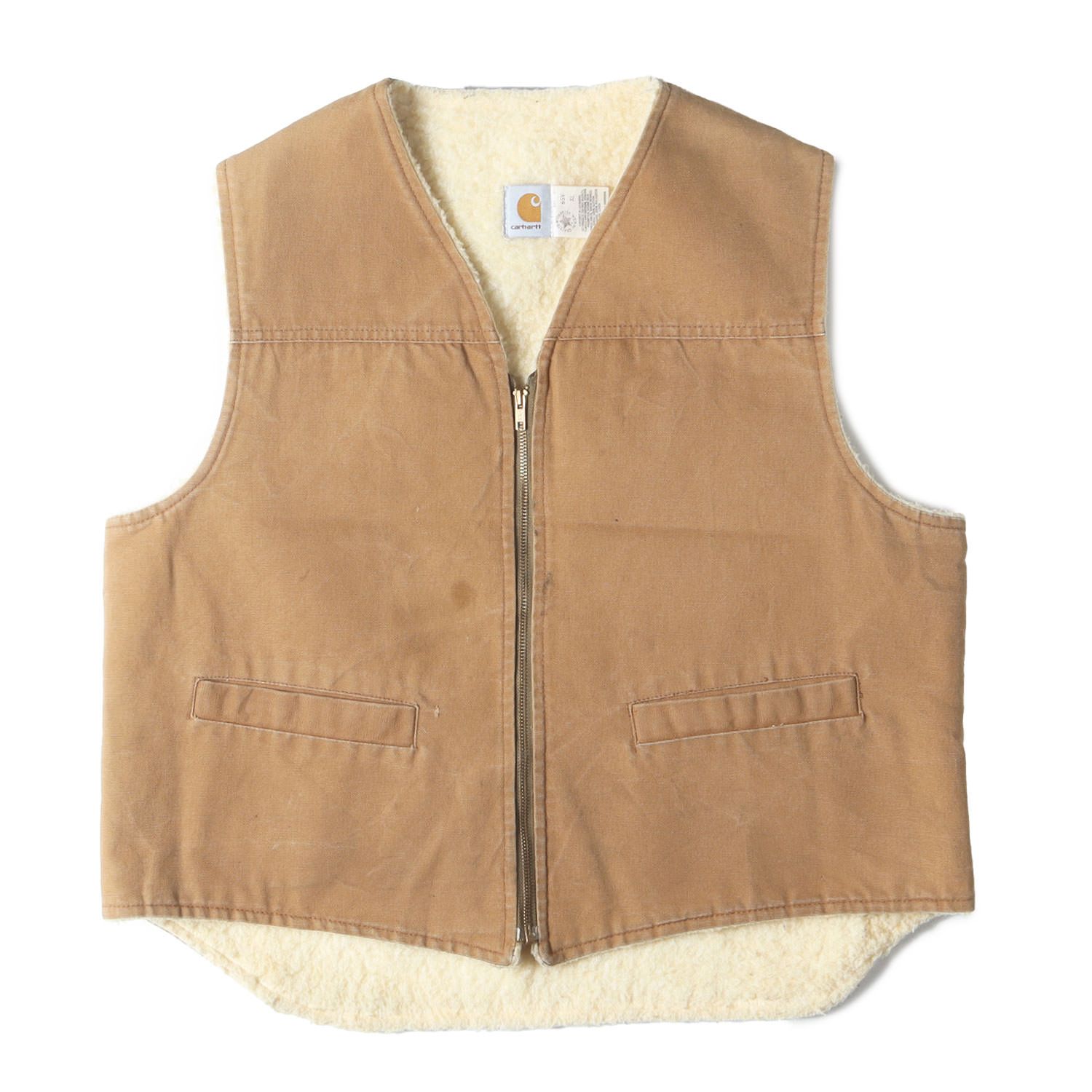 Carhartt カーハート ベスト ブラウン サイズ XL 星タグ 80s 裏ボア ブラウンダック フルジップ ワークベスト 80年代 ヴィンテージ 古着 トップス メンズ