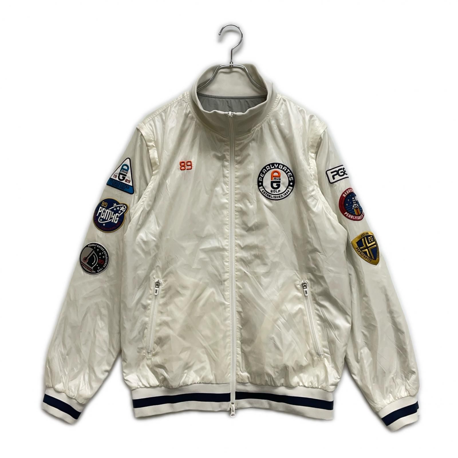 メンズ パーリーゲイツ PEARLY GATES フルジップアウター 6 LL 白×グレー リバーシブル 4WAY 中綿