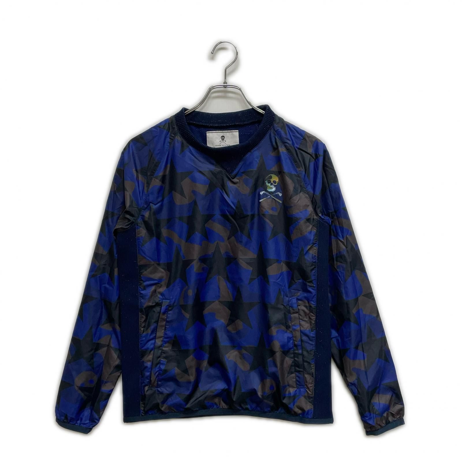 レディース マークアンドロナ MARK-LONA スニードジャック M 紺系 ネイビー 長袖 Vネック 星柄 メッシュ裏地