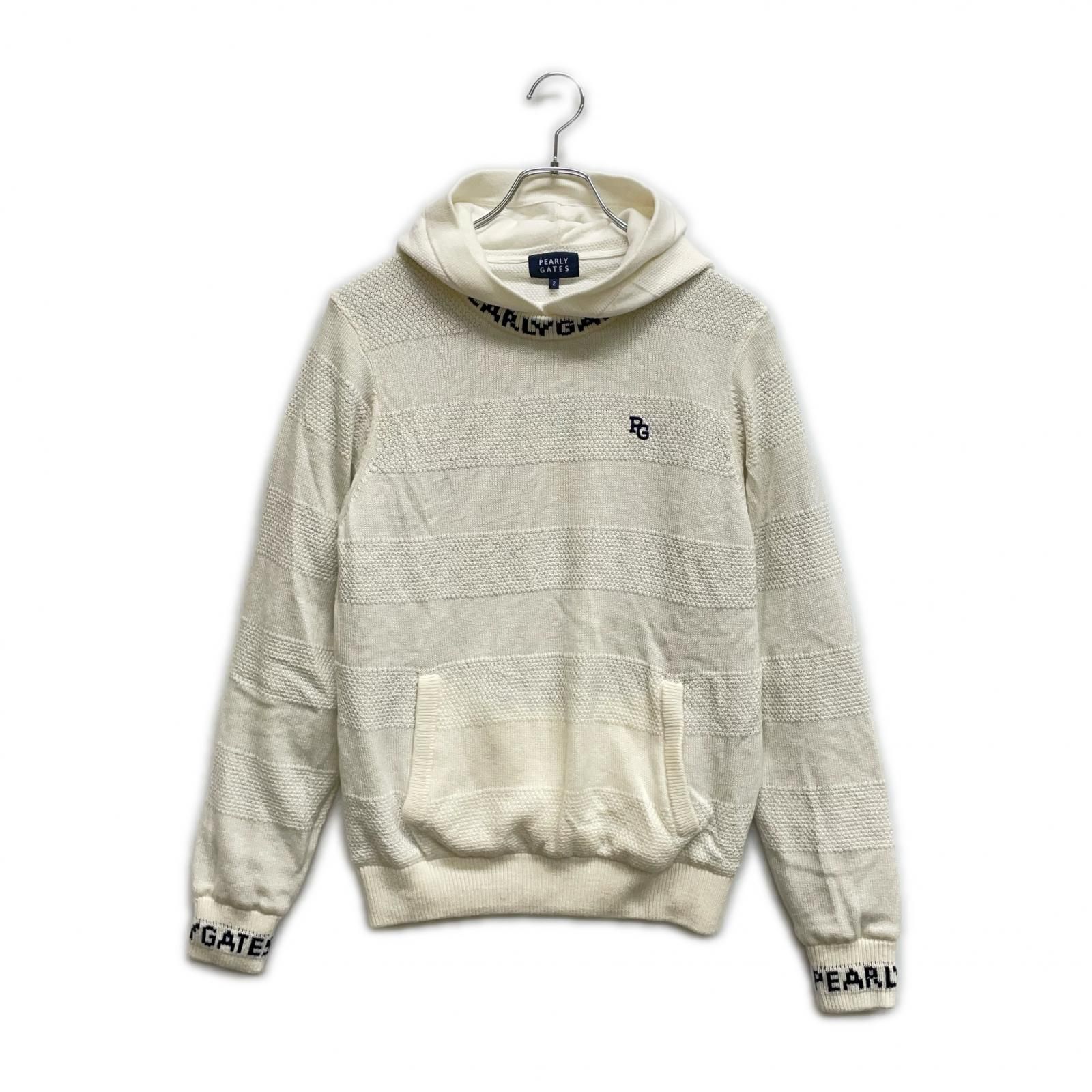 レディース パーリーゲイツ PEARLY GATES ニットアウター 2 L ホワイト ツインニット セーター ボーダー