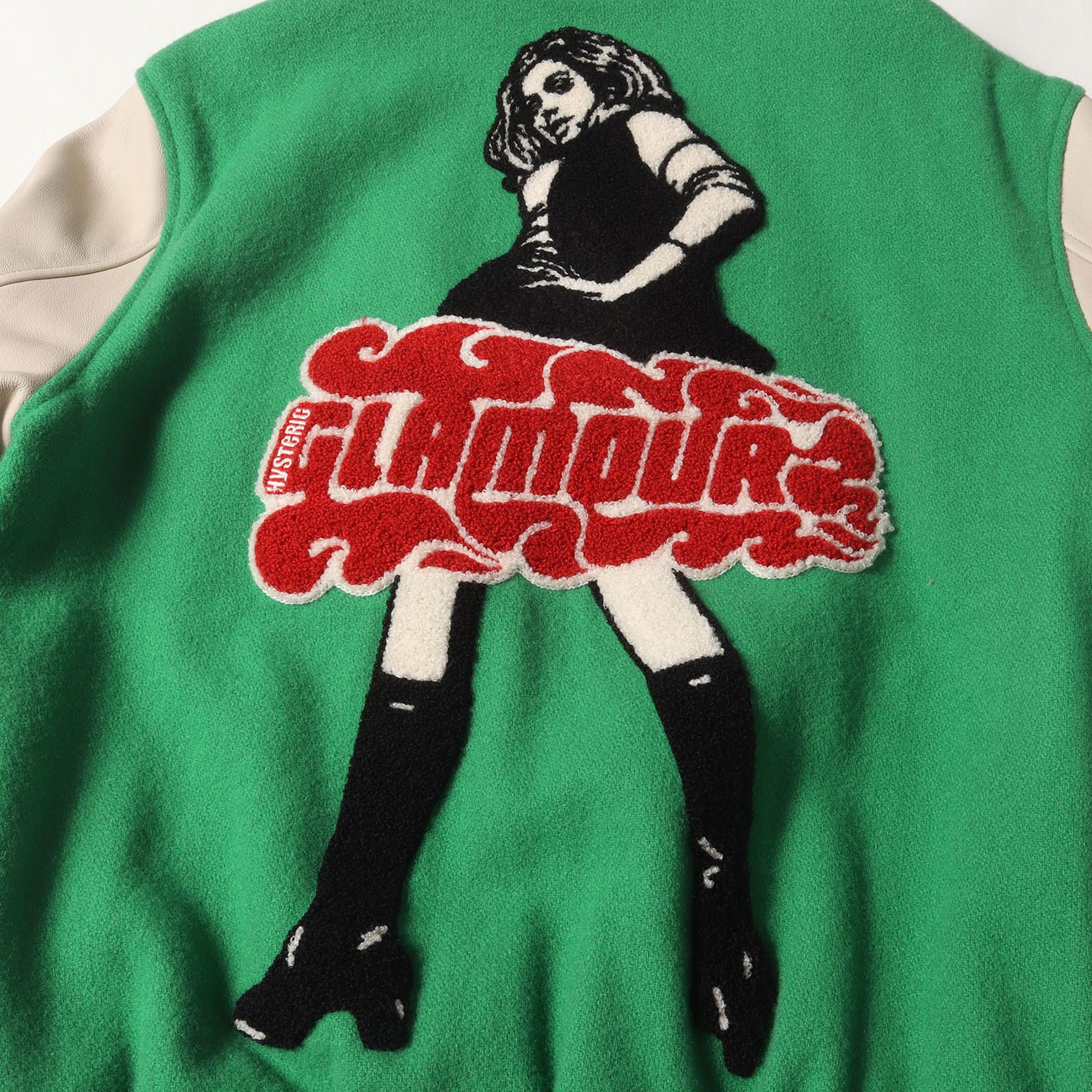 HYSTERIC GLAMOUR スタジャン グリーン HYSTERIC GLAMOUR - VIXEN GIRL刺繍 ヴァーシティジャケット