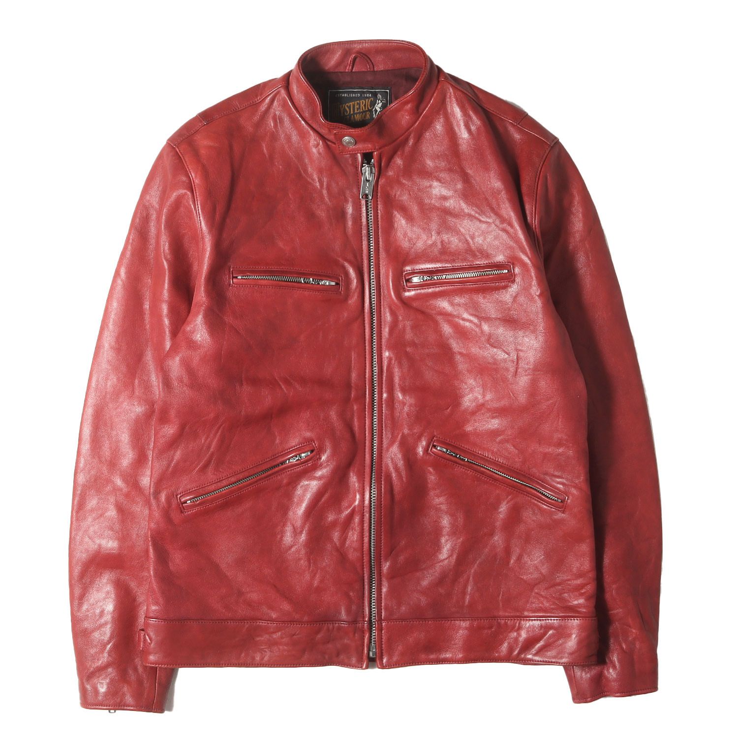 ヒステリックグラマー シングルライダースジャケット 羊革 0263LB01 赤 ヒステリックグラマー シングルライダースジャケット 羊革 0263LB01 赤