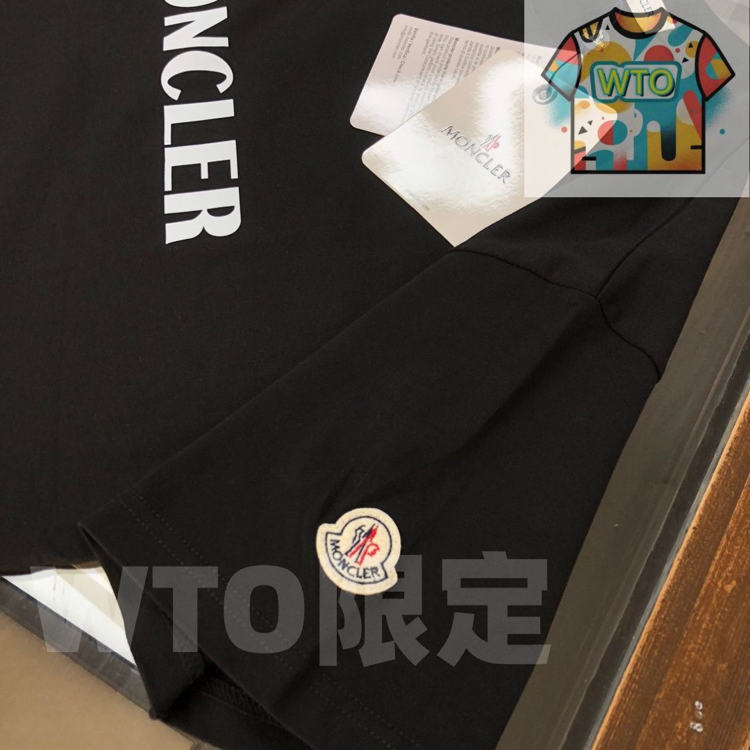  WTO通販 MONCLER 春夏 カップルTシャツ ブラック ホワイト WTO輸入 AOC 14 Tシャツ アパレル キャラクターグッズ