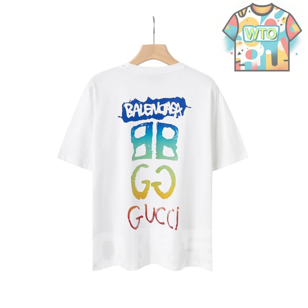  GUCCI BALENCIAGA コラボ グラフィティプリントTシャツ Tシャツ アパレル キャラクターグッズ
