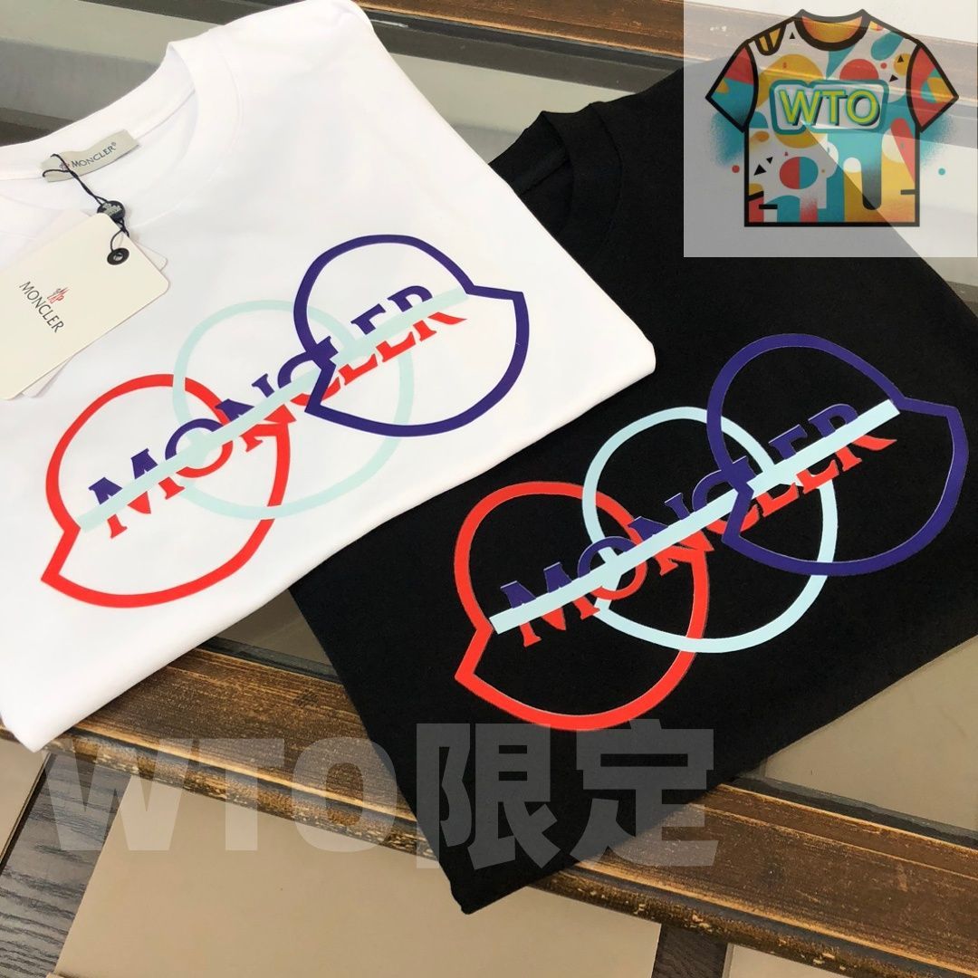 WTO通販 MONCLER 春夏 カップルTシャツ ブラック ホワイト WTO輸入 VLU 06