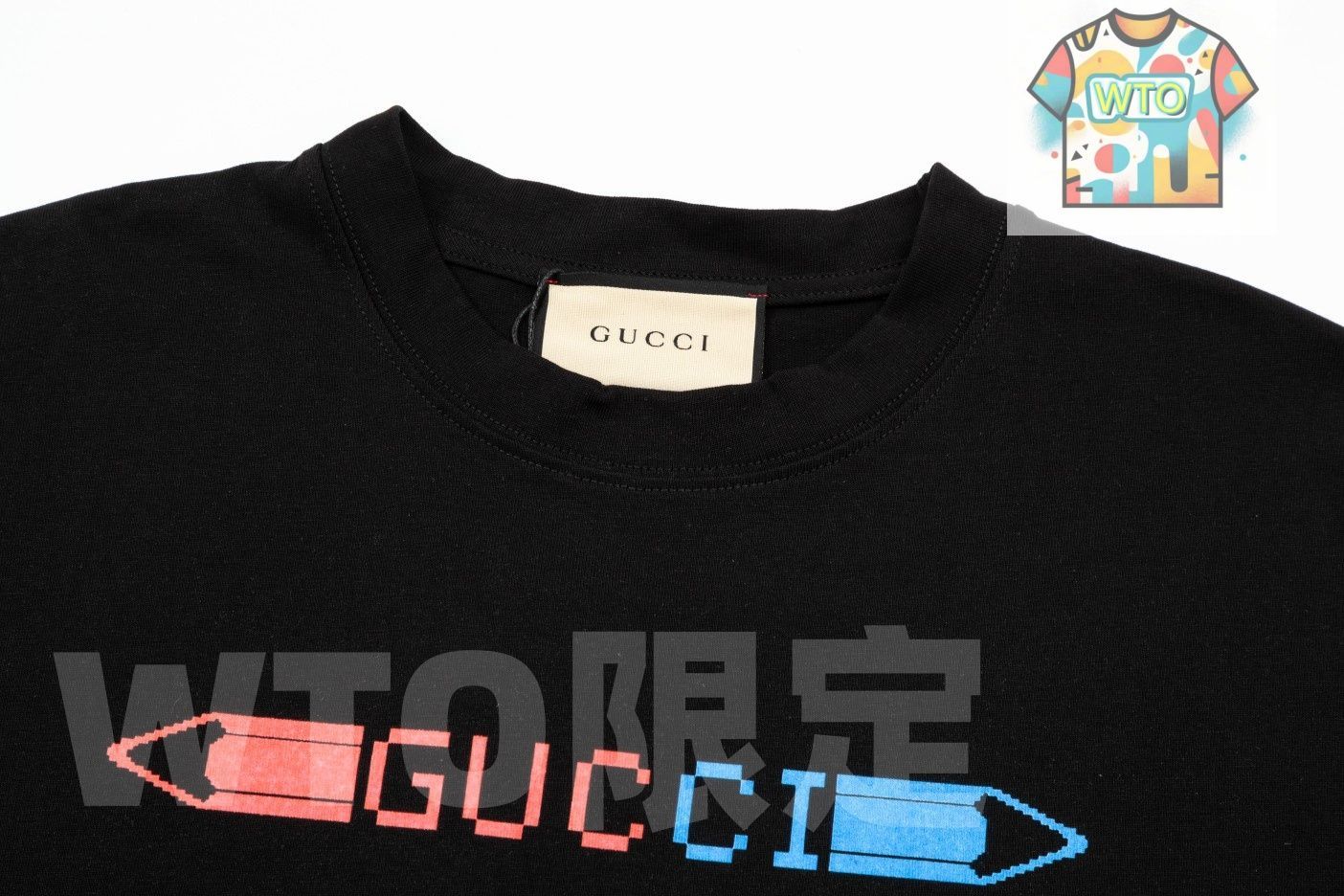 ブロックプリント クルーネックTシャツ