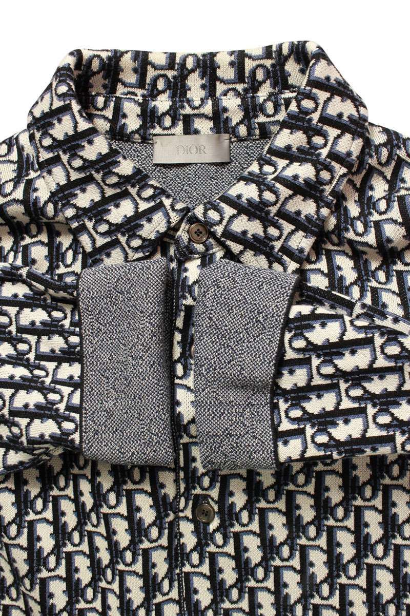 ディオール 023M550AT099 オブリーク総柄ニット長袖シャツ メンズ S