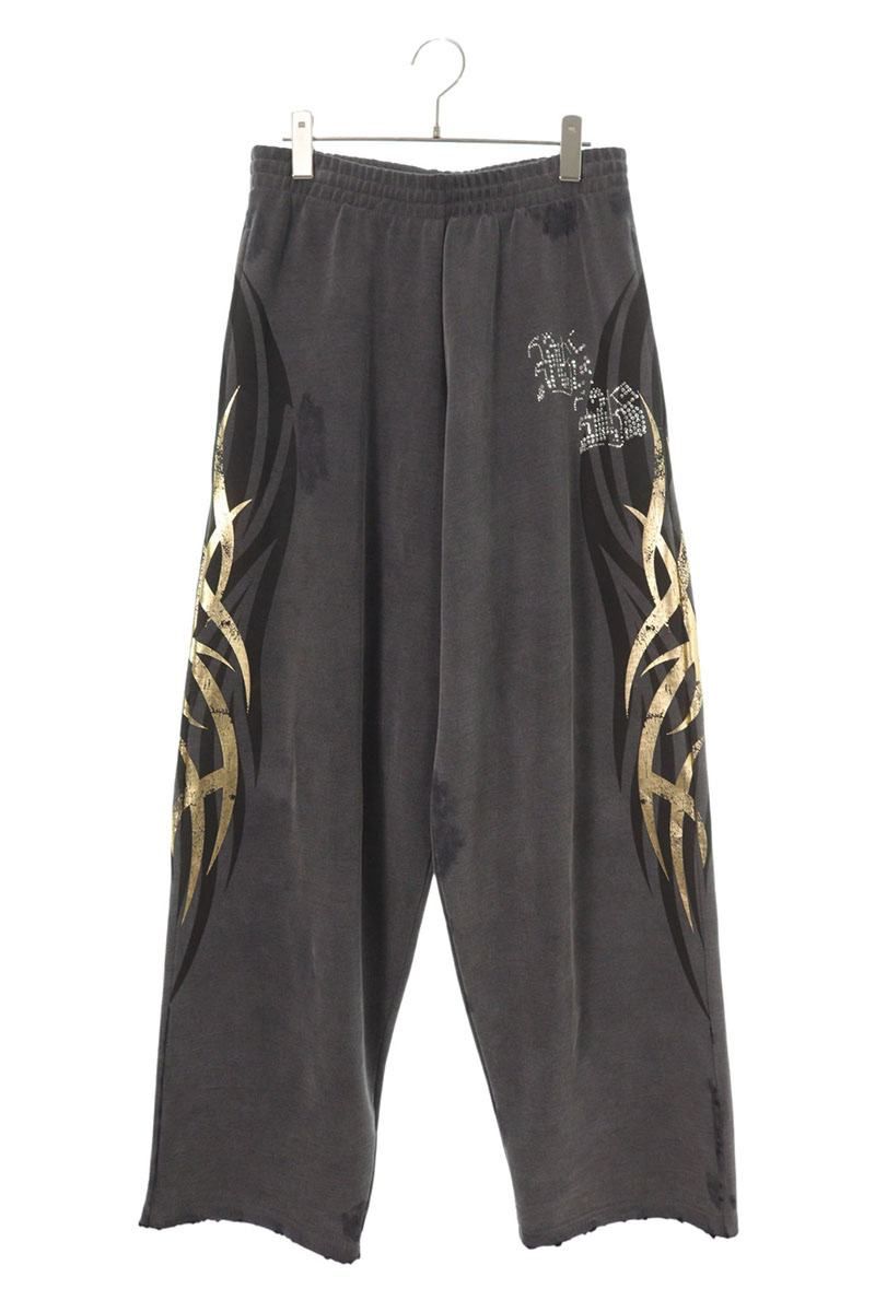 バレンシアガ 25SS 803266 TRVR6 トライバルプリントバギースウェットロングパンツ メンズ XS