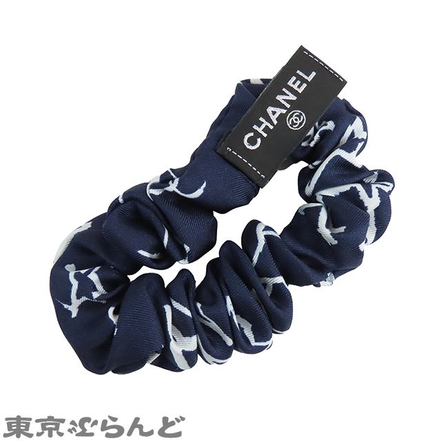 シャネル CHANEL シュシュ スカーフ セット ネイビーxパープル シルク