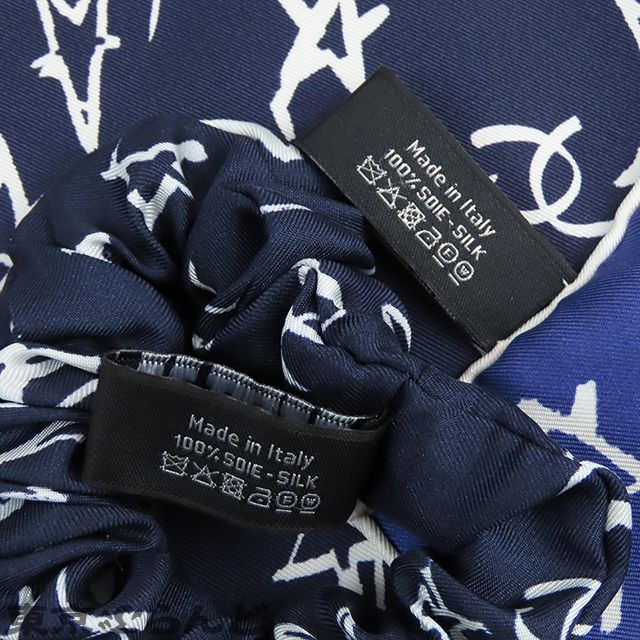 シャネル CHANEL シュシュ スカーフ セット ネイビーxパープル シルク