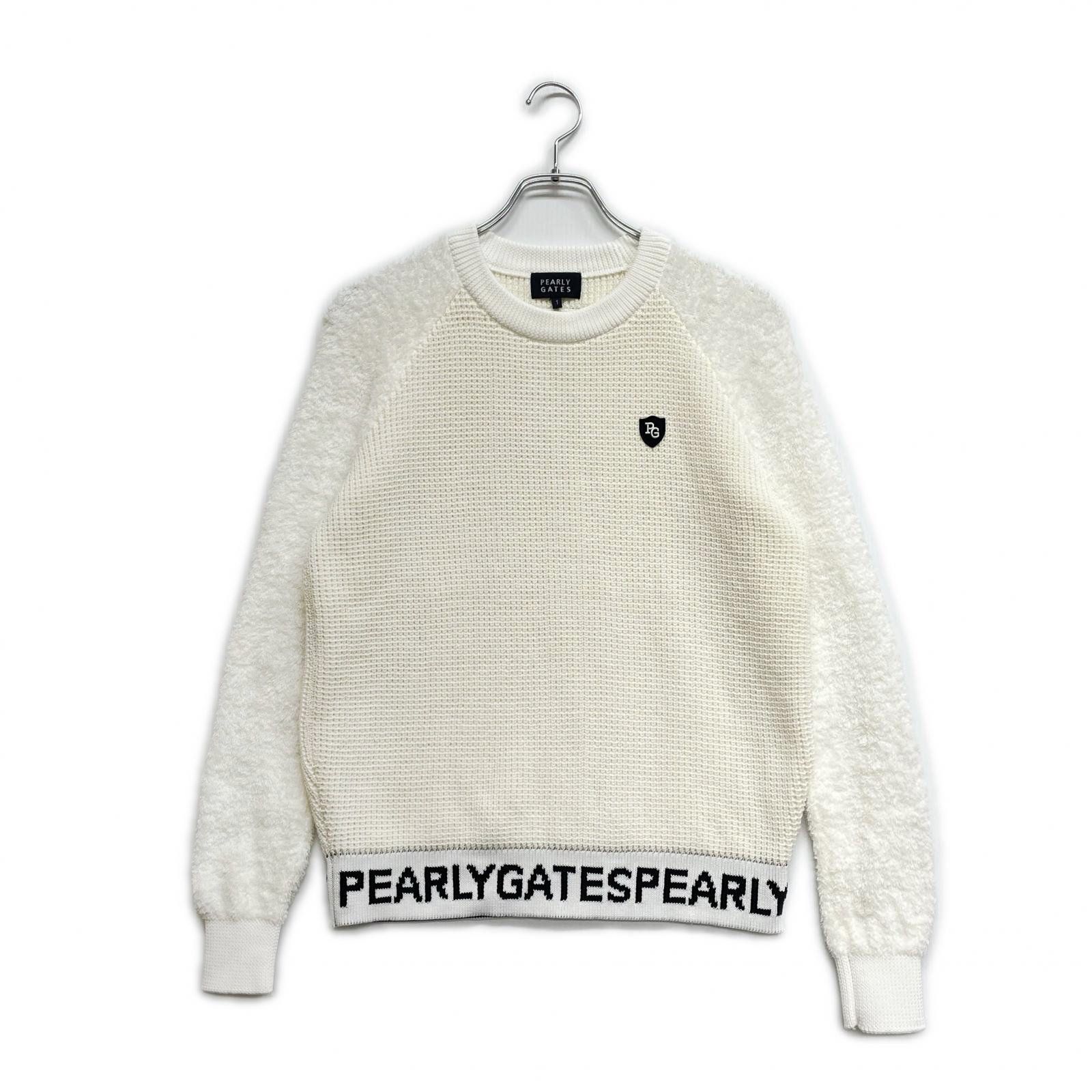 レディース パーリーゲイツ PEARLY GATES セーター 1 M 白 長袖 クルーネック 袖ボア