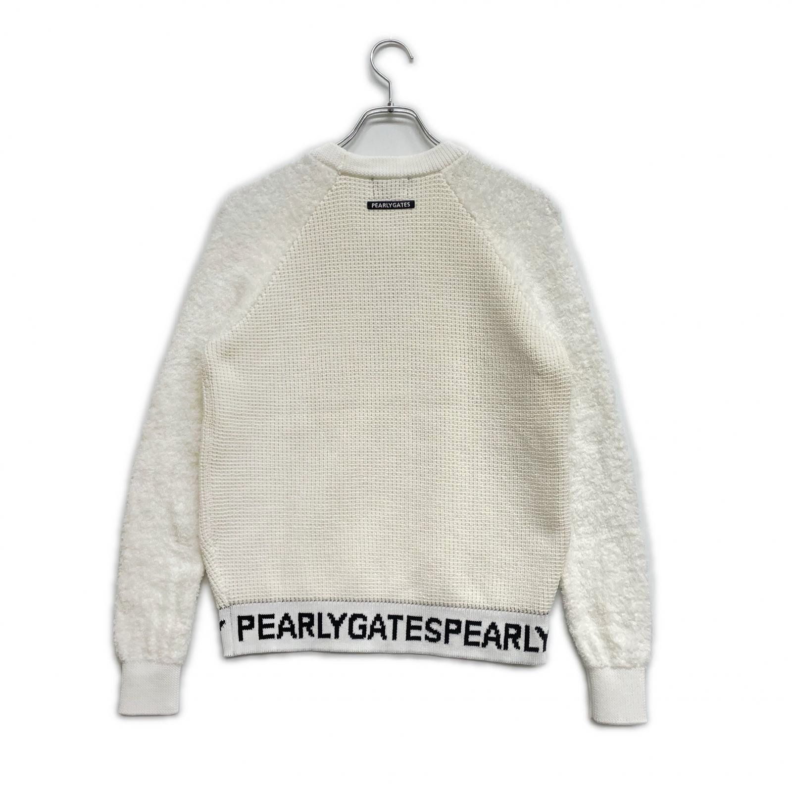 レディース パーリーゲイツ PEARLY GATES セーター 1 M 白 長袖 クルーネック 袖ボア