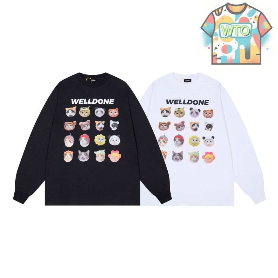 ON 827 メンズ ロングスリーブ Tシャツ プリント ブラック ホワイト S-L