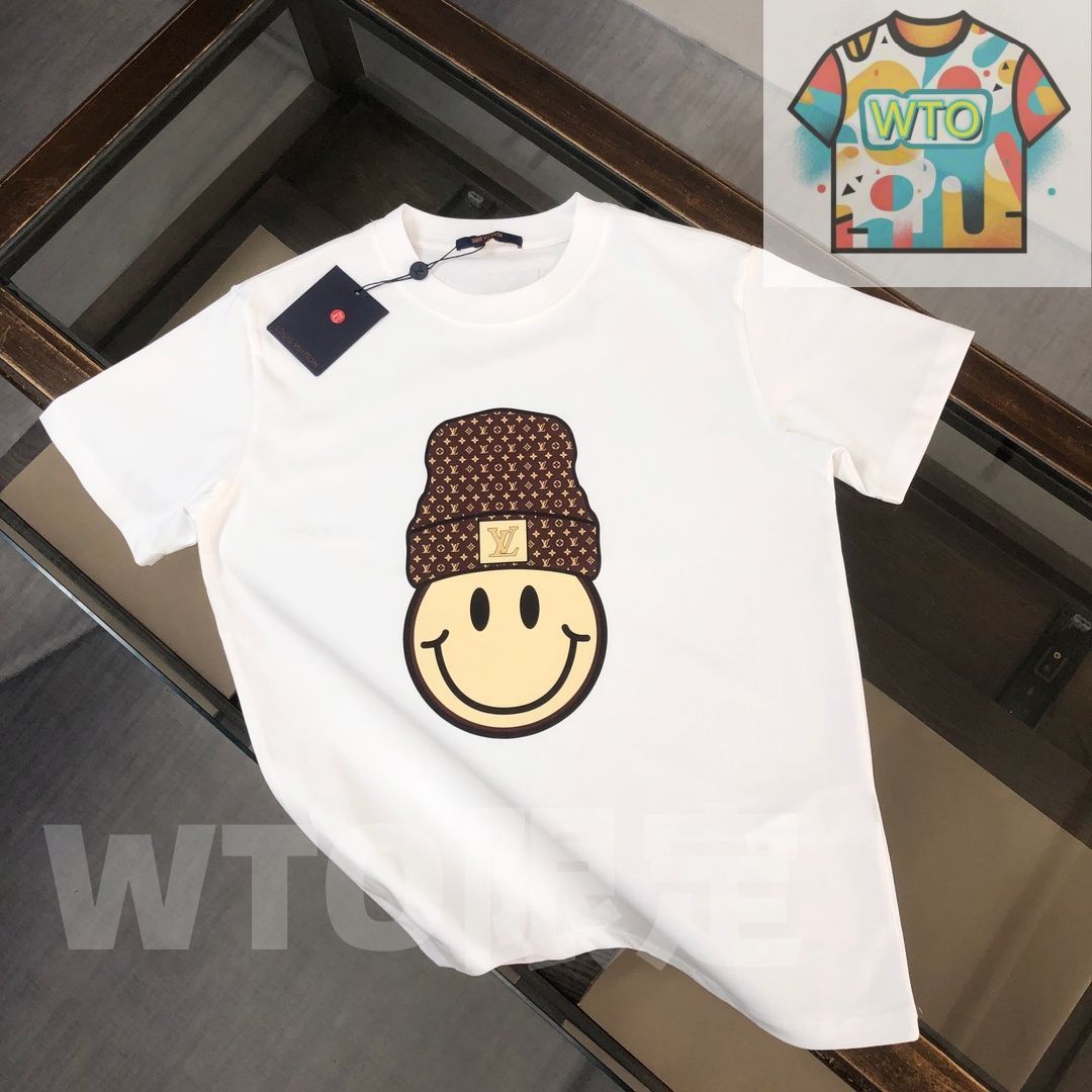 WTO通販 Louis Vuitton メンズ カジュアルTシャツ 夏用 270g 高品質コットン 米白 ブラック M-3XL -WTO輸入-CAO92