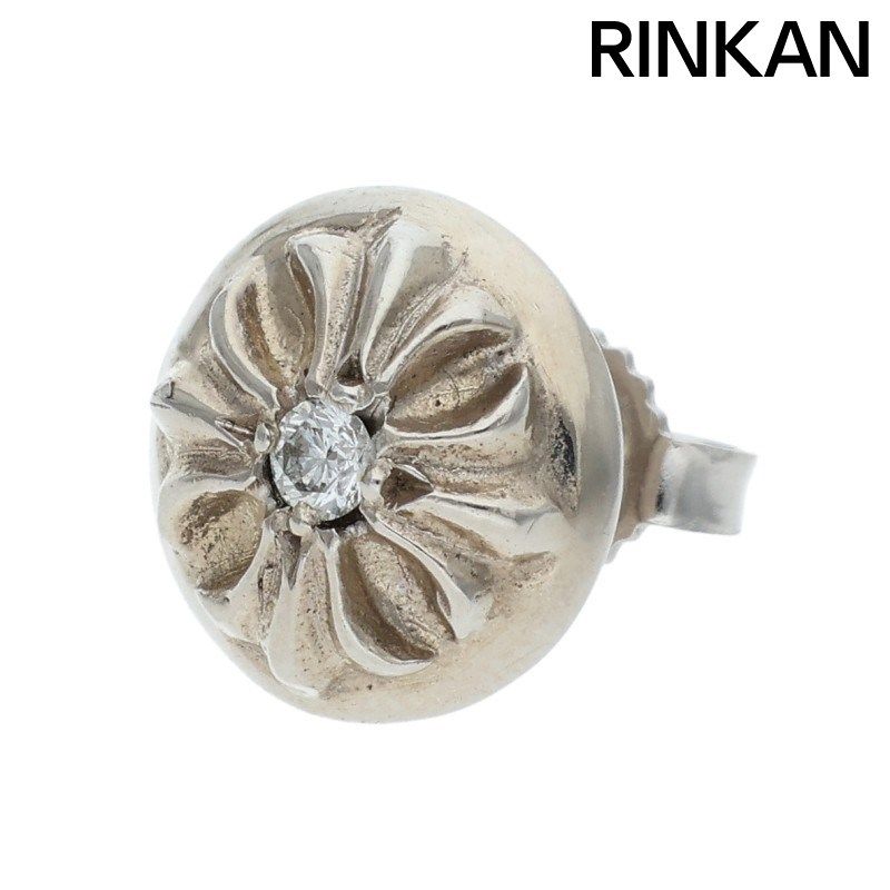 クロムハーツ 18K STD CRSBL DIA 18Kクロスボールスタッド 1ダイヤ ホワイトゴールドピアス メンズ