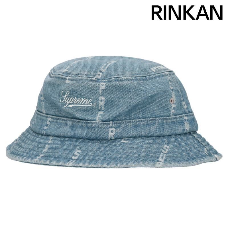 シュプリーム Logo Stripe Jacquard Denim Crusher ロゴデニムバケットハット メンズ ML