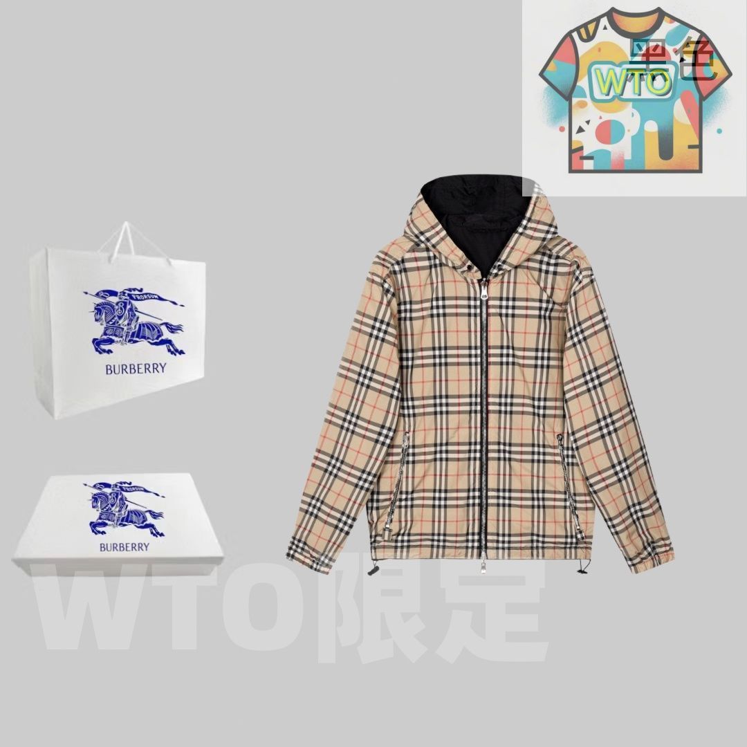 WTO通販 BURBERRY メンズ フーディー リバーシブル チェック&ブラック S-L -WTO輸入-ZPM86