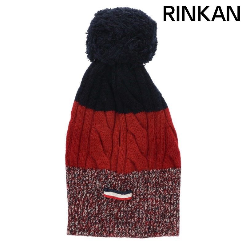 モンクレールガムブルー ローゲージ切替ニット帽 メンズ