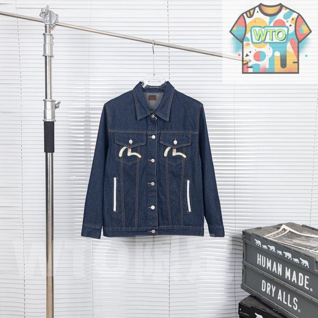 WTO通販 EVISU メンズ デニムジャケット 双狛犬刺繍 ウォッシュ加工 M-2XL -WTO輸入-XXO81