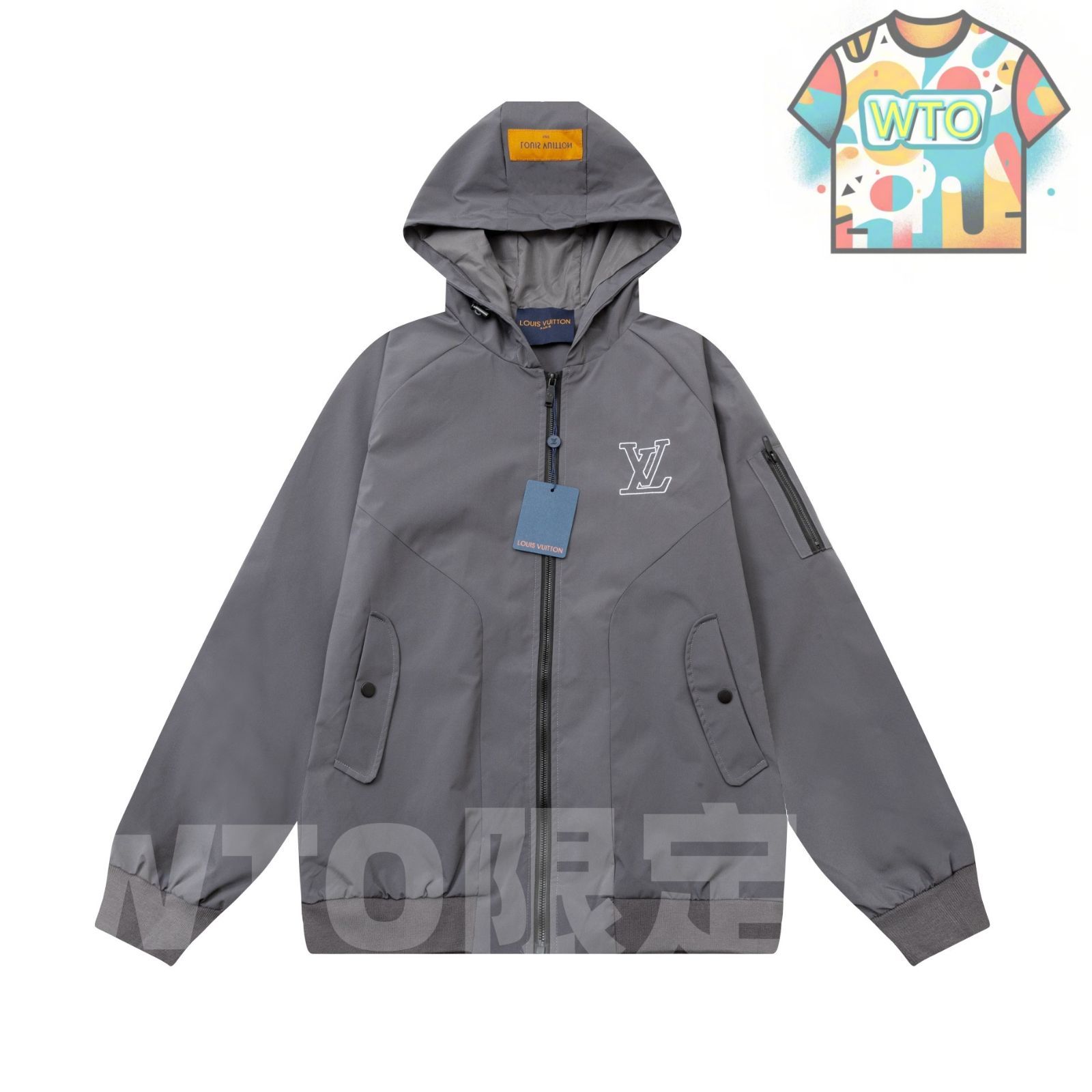 WTO通販 Louis Vuitton メンズ フーディー 刺繍ロゴ ブラック グレー M 4 XL WTO輸入 LHU 80