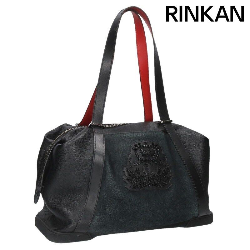 クリスチャンルブタン BAGDAMON 装飾ロゴ レザーボストンバッグ メンズ