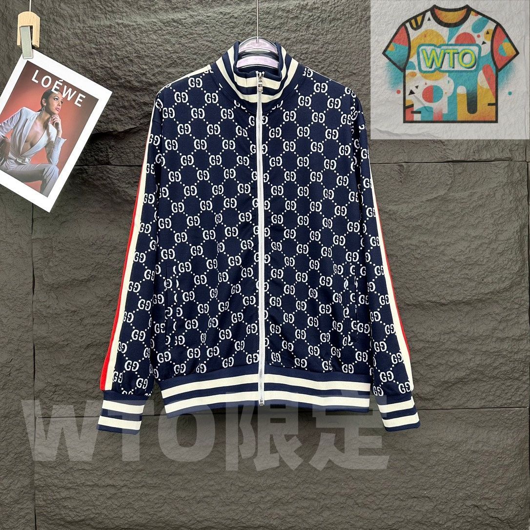 WTO通販 Gucci メンズ&レディース ジップアップジャケット フルロゴプリント ネイビー XS-L -WTO輸入-SCF94