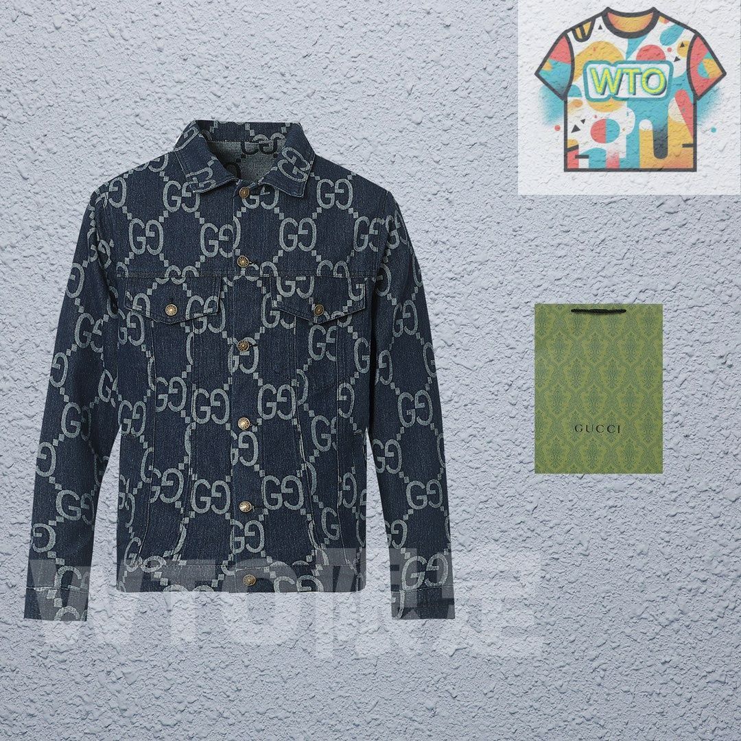 WTO通販 Gucci メンズ デニムジャケット ダブルG プリント ウォッシュデニム S-XL -WTO輸入-LVG18