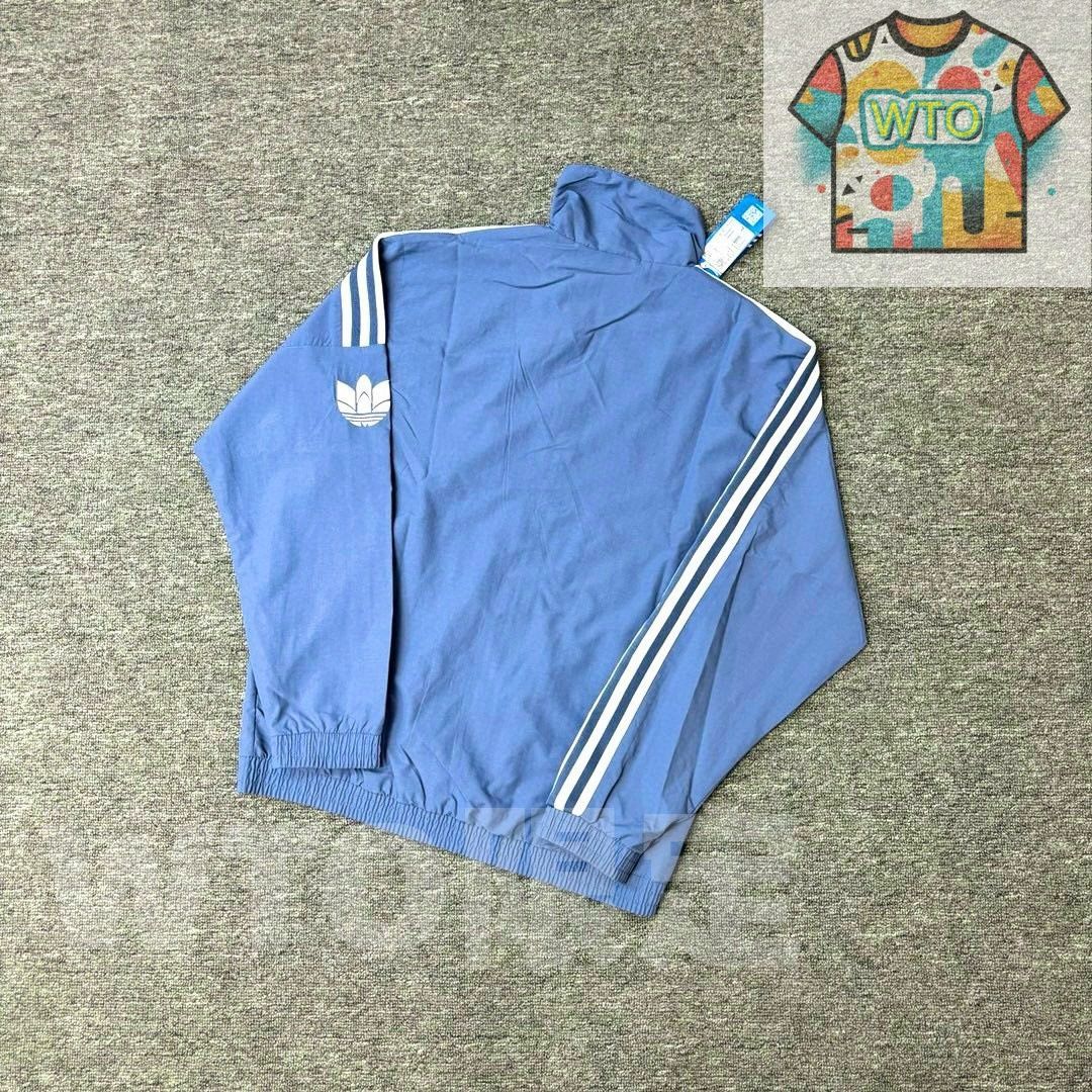 WTO通販 adidas Originals メンズ ジャケット スリーダブル 刺繍ロゴ ブラック スカイブルー M XXL WTO輸入 TFN 93 七分 長袖カットソー トップス メンズ