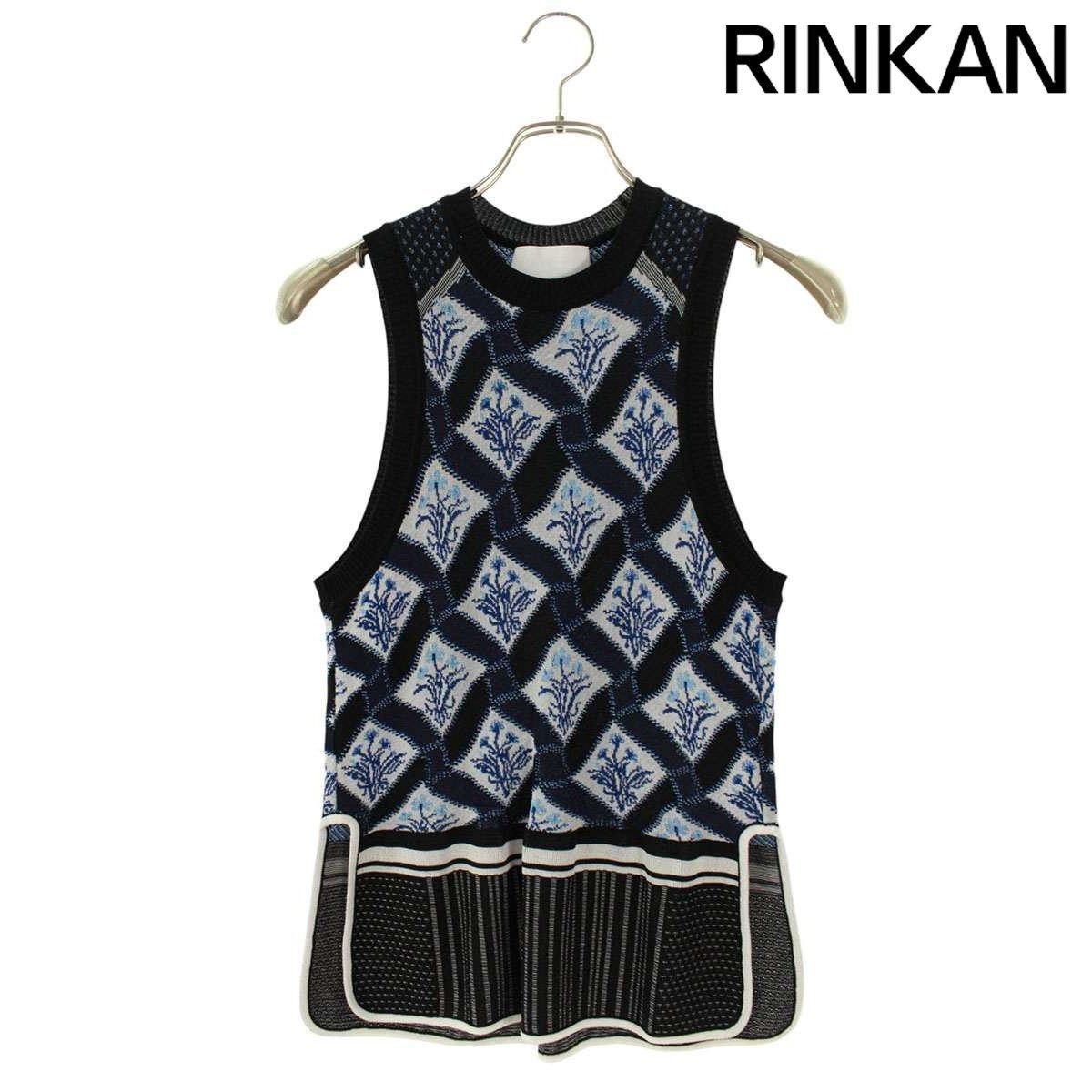 マメクロゴウチ 20FW MM20FW-KN068 フローラルチェックニットベスト レディース 1