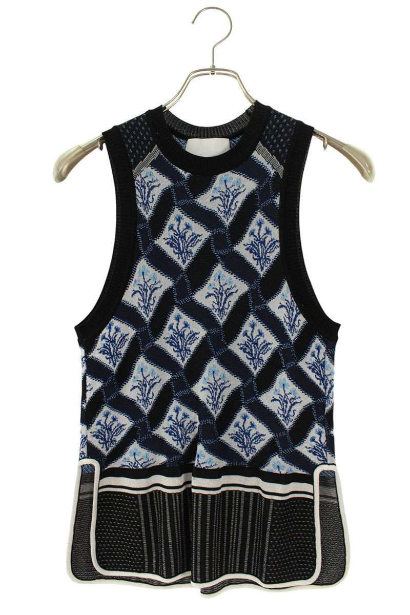 マメクロゴウチ 20FW MM20FW-KN068 フローラルチェックニットベスト レディース 1