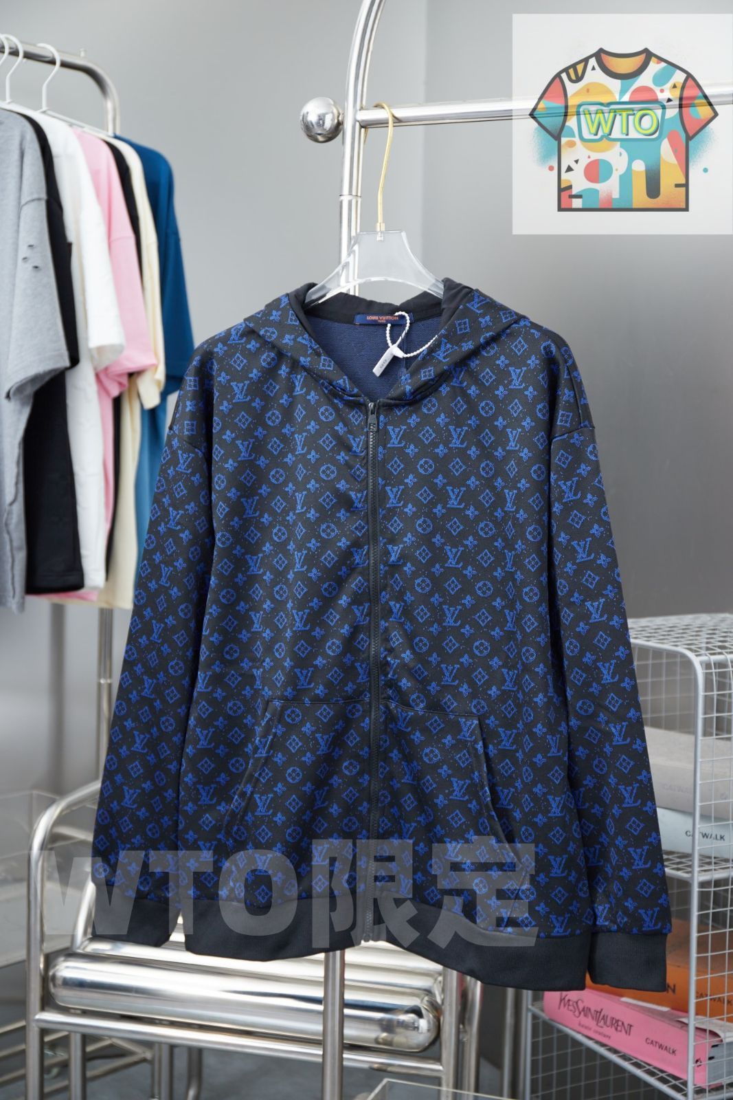 WTO通販 Louis Vuitton 2025FW メンズ＆レディース フーディー モノグラムジャカード ネイビー S-XL -WTO輸入-ORV49