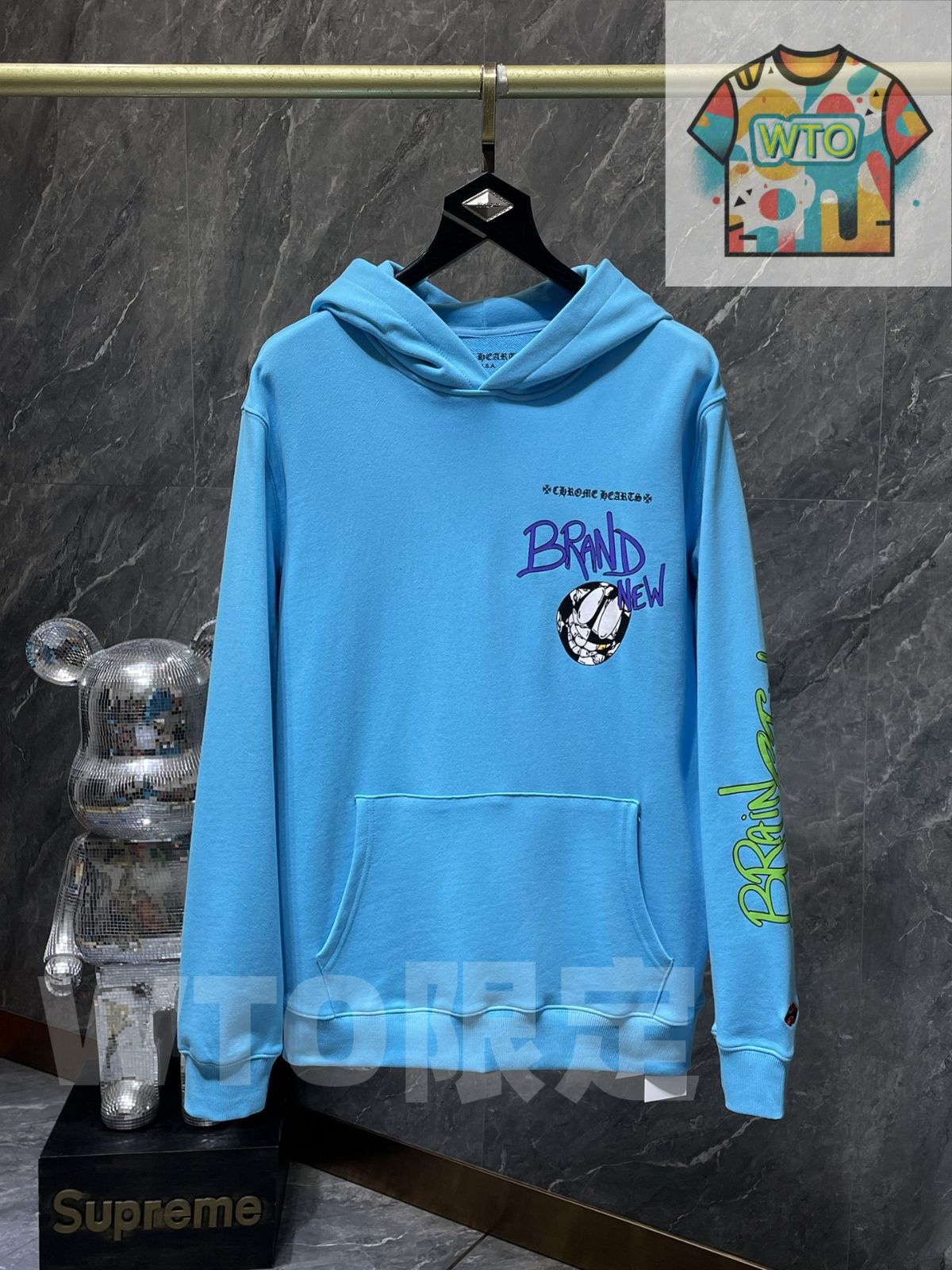 Chrome Hearts メンズ スウェットシャツ Mattyboy グラフィティ 刺繍 カスタムブルー S-XL