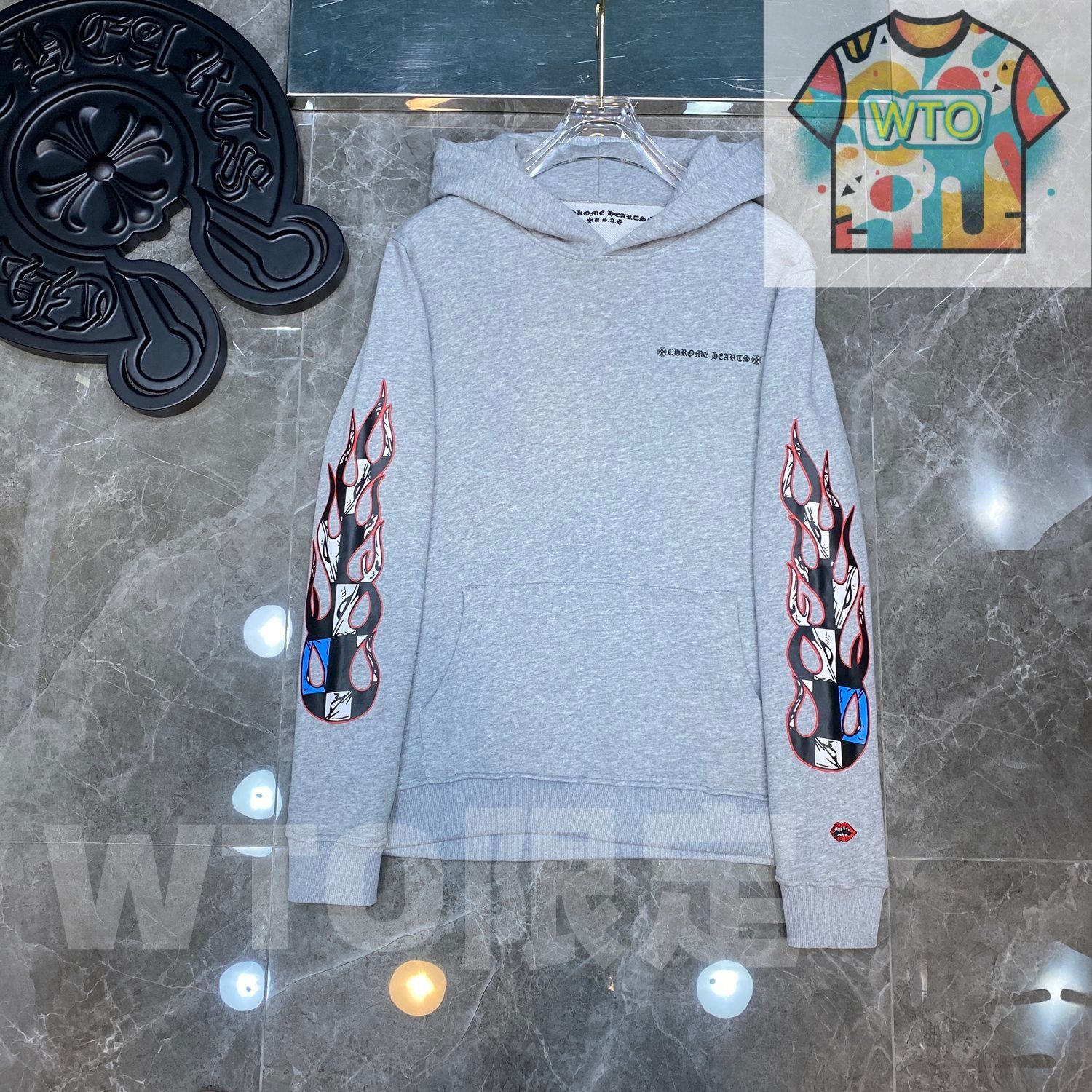 Chrome Hearts メンズ スウェットシャツ Matty グラフィティ フレームクロス カスタムグレー S-XL