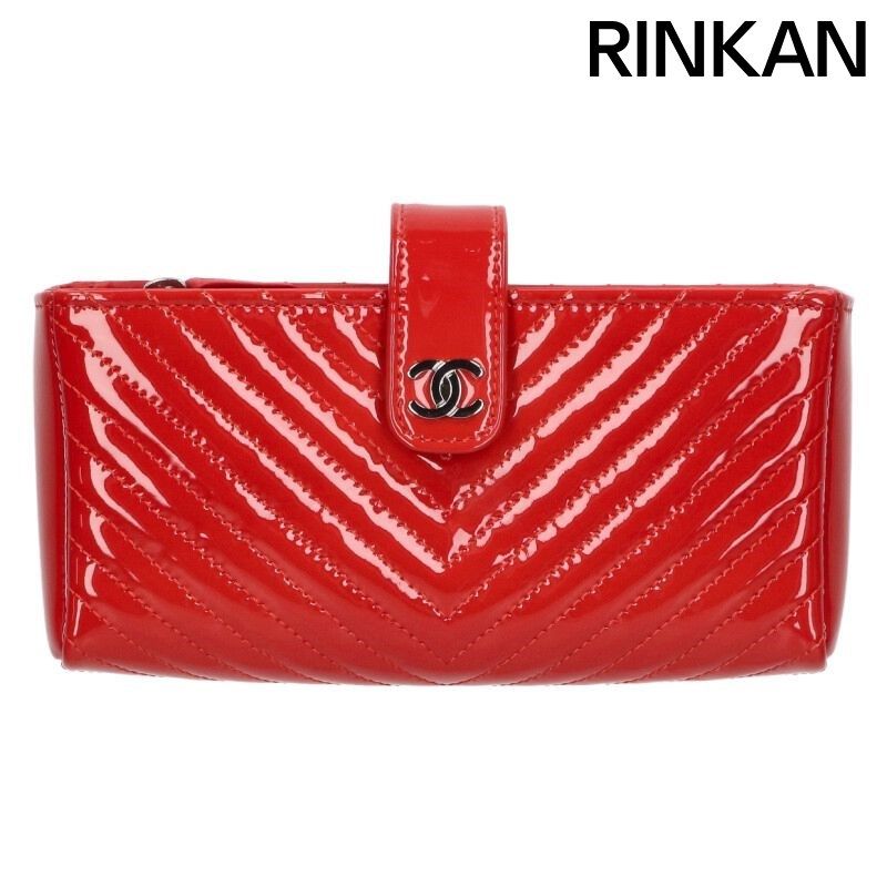 シャネル VステッチパテントCCポーチ レディース