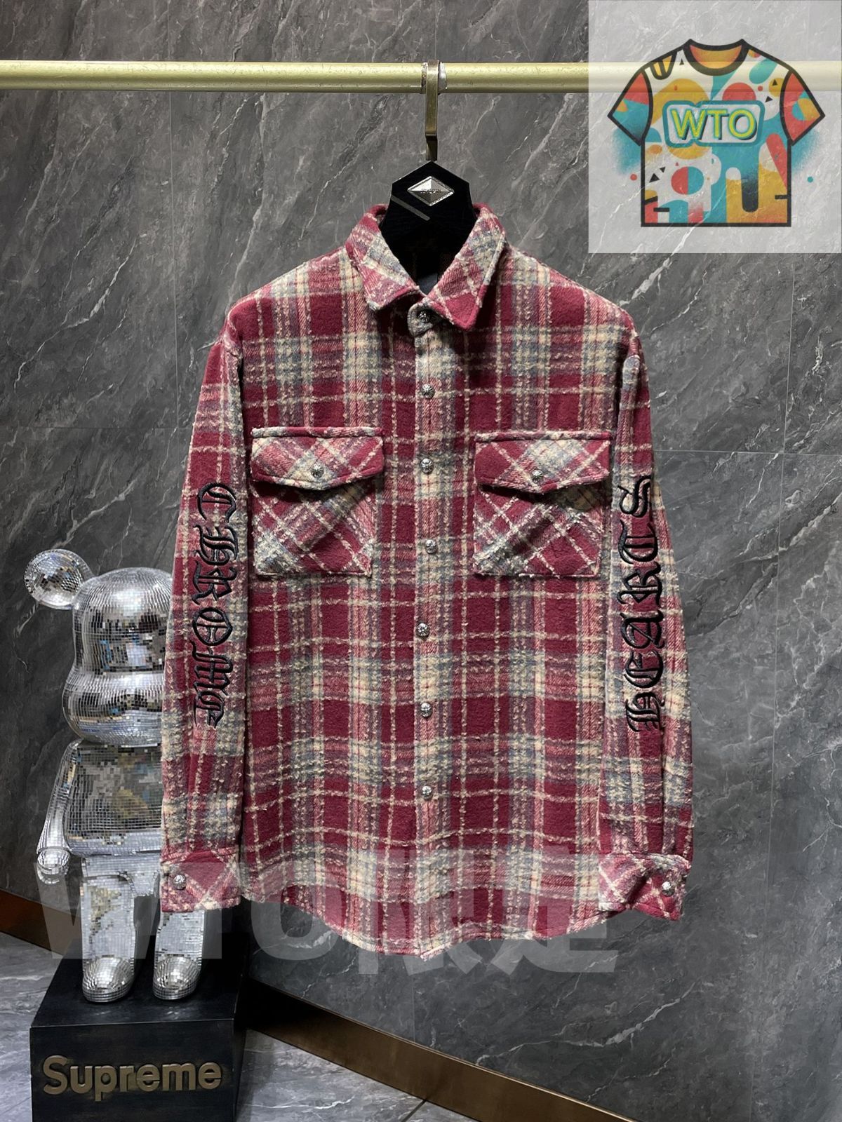 WTO通販 Chrome Hearts メンズ シャツ フルクロス 刺繍 レトロレッド レトロブルー S-XL -WTO輸入-QRX36