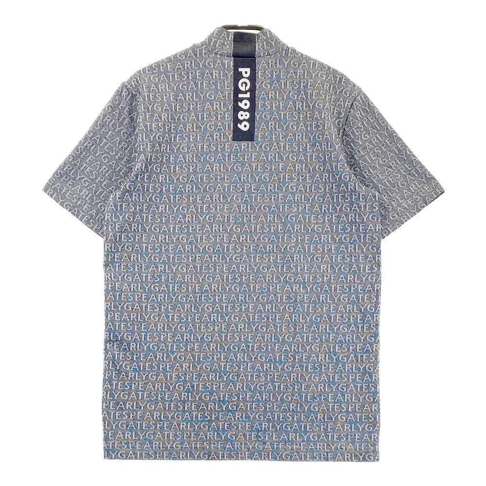 サイズ 4 PEARLY GATES パーリーゲイツ モデル ハイネック半袖Tシャツ ロゴ総柄 グレー系 ゴルフウェア メンズ ストスト