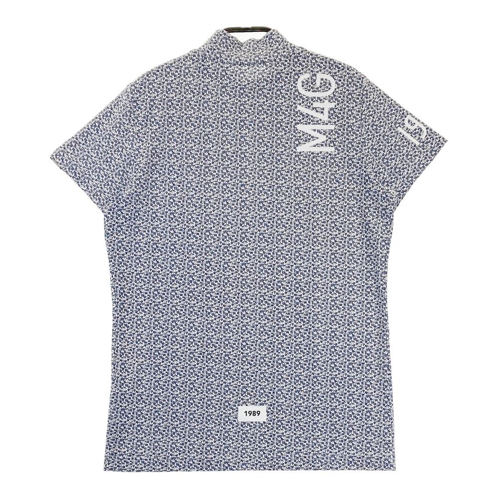 サイズ 1 PEARLY GATES パーリーゲイツ モデル ハイネック半袖Tシャツ 総柄 ネイビー系 ゴルフウェア レディース ストスト