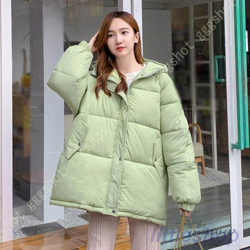 ダウンコート 秋冬 レディース フード付き ゆったり アウター ショート ブラック スタンド軽量 コート ジップアップ 厚手 大きいサイズ ミセス 黒 白 yan5a145447