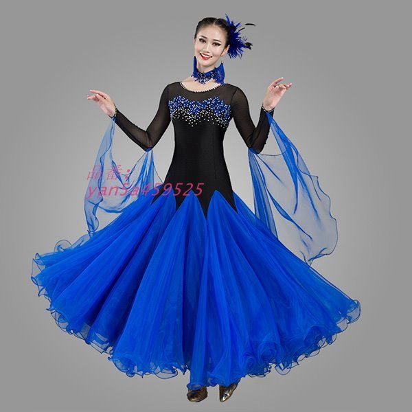 社交ダンス ドレス ドレス パーティー モダンドレス 広がる裾 ドレス 社交ダンス衣装 ダンス発表会 yan5a459525