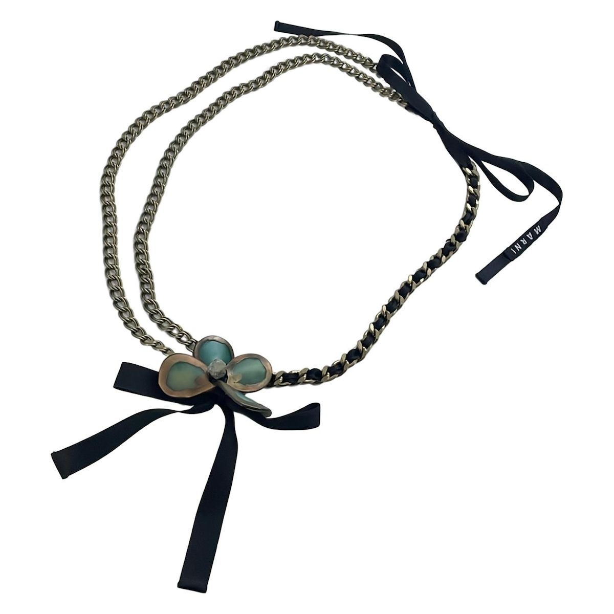MARNI マルニ ネックレス ゴールド 黒 ダークグリーン