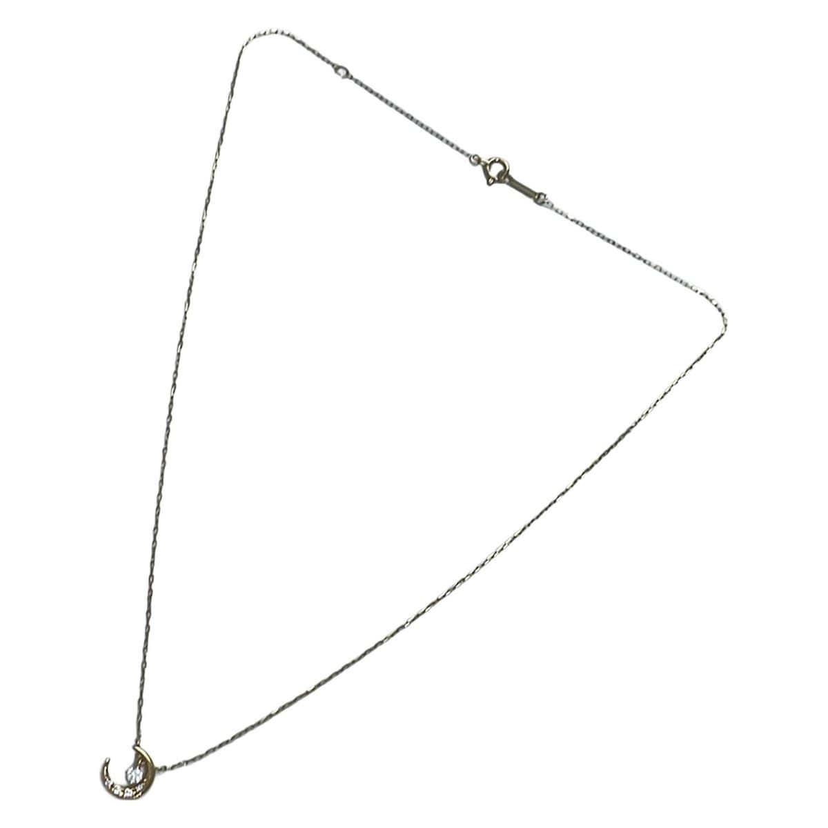 4℃ ヨンドシー ネックレス K 10 YG ダイヤモンド 5 Pダイヤ 月