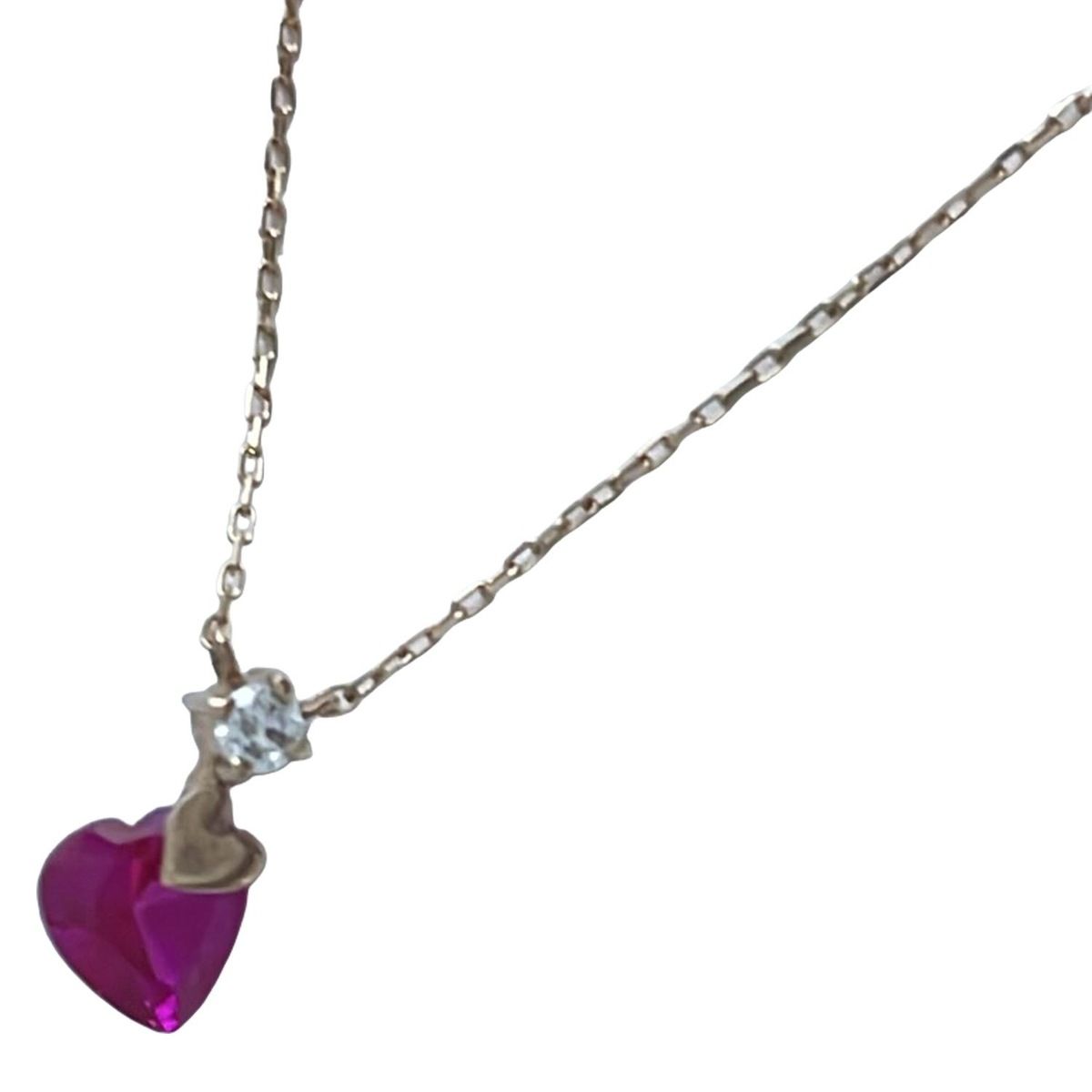 Samantha Tiara サマンサ ティアラ ネックレス - K10PG×ダイヤモンド×ピンク 1Pダイヤ ダイヤ約0.05カラット ハート