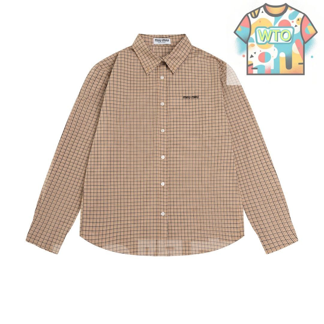 Miu Miu風 イエローチェック シャツ -WTO輸入-NMT52
