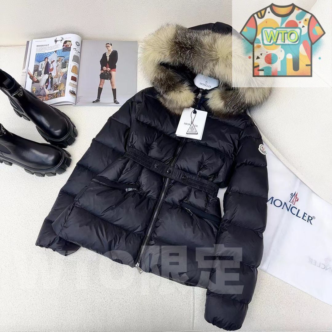 MONCLERモンクレール 黒 ダウンジャケット フード付き ウエストベルト｜WTO通販｜ -WTO輸入-MBM43